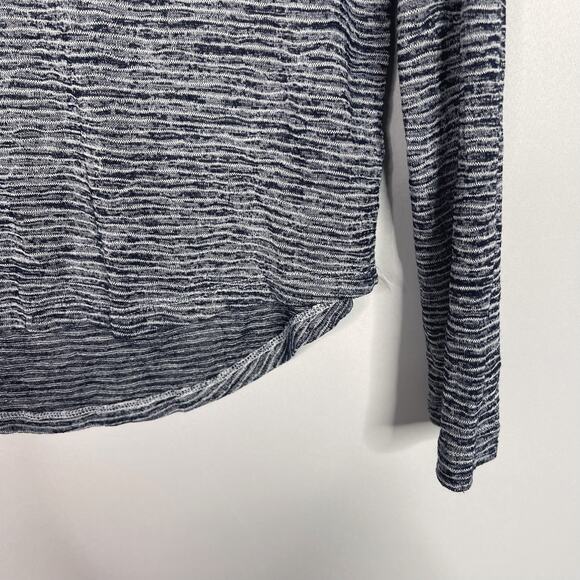 Athleta XSmall XS Navy Blue Striped Breezy Open Back Long Sleeve Tee Modal Blend - Picture 4 of 10